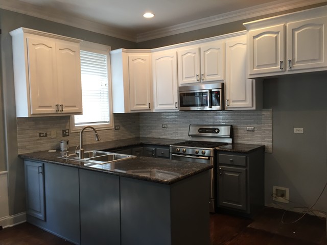 This Kitchen We Did The Upper Cabinets In Crisp White Lower In